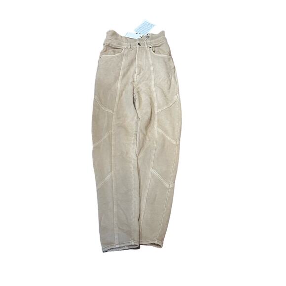 NWT Retrofête Washed Terry Pant in Beige Khaki Cotton High Rise Small NO BELT - Picture 6 of 16